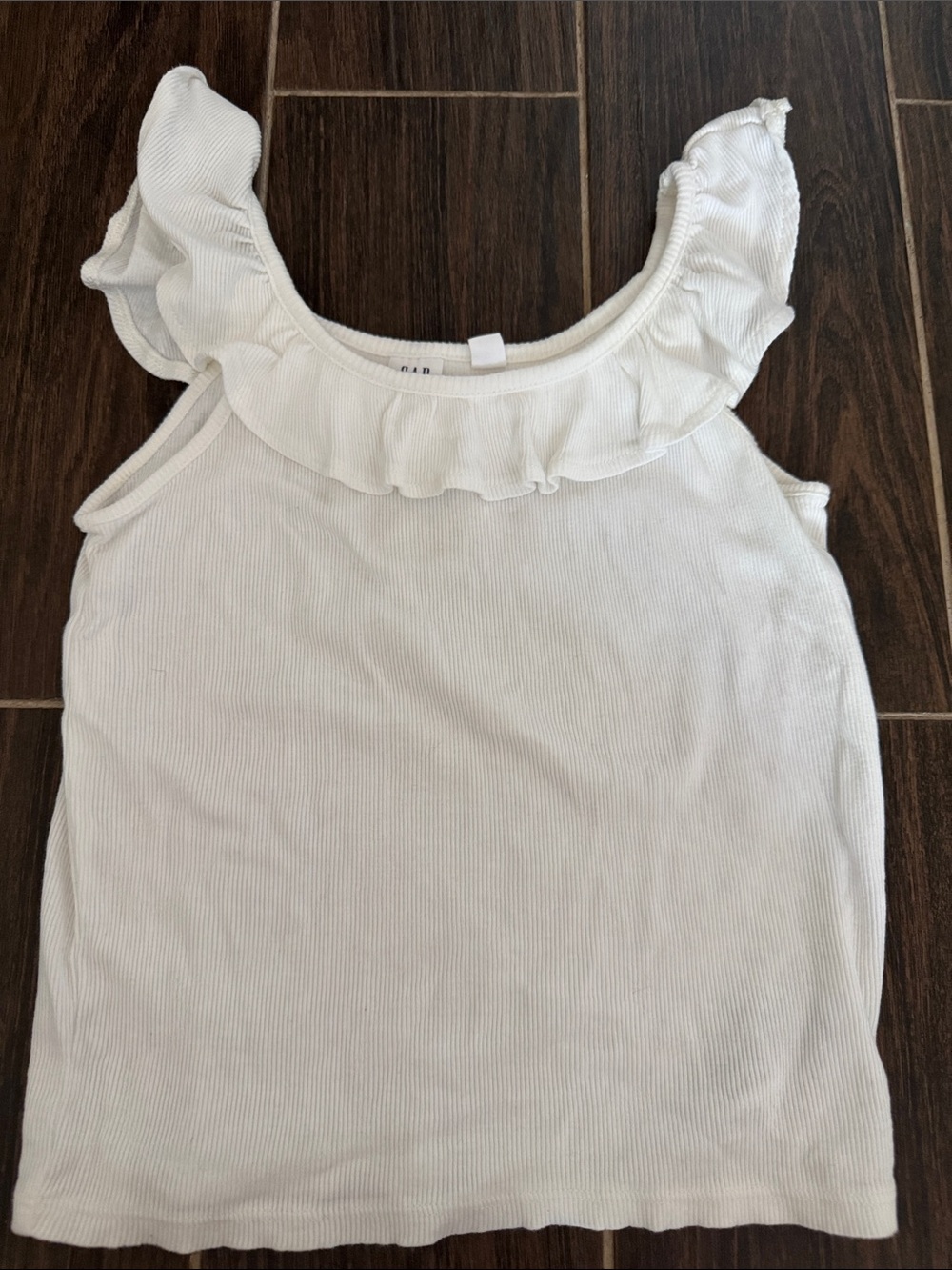 Girls Gap, cotton White Ruffled Tank Top